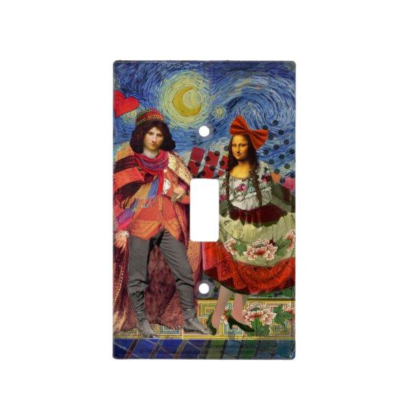 Mona Lisa Romantic Funny Colorful Artwork Light Switch Cover