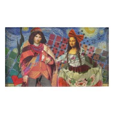 Mona Lisa Romantic Funny Colorful Artwork Name Tag