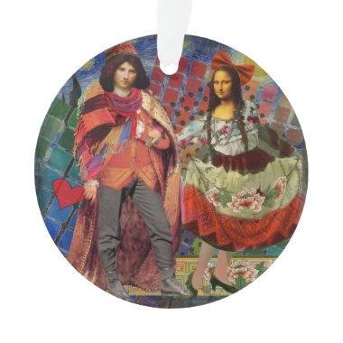 Mona Lisa Romantic Funny Colorful Artwork Ornament