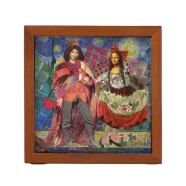 Mona Lisa Romantic Funny Colorful Artwork Pencil Holder