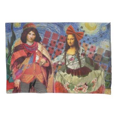Mona Lisa Romantic Funny Colorful Artwork Pillow Case