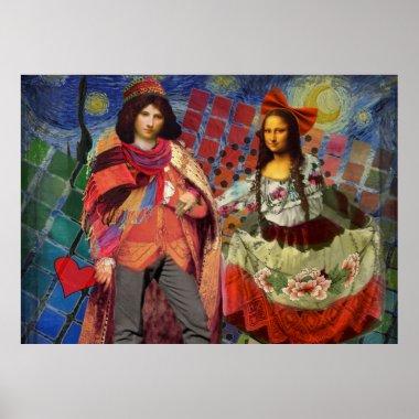 Mona Lisa Romantic Funny Colorful Artwork Poster