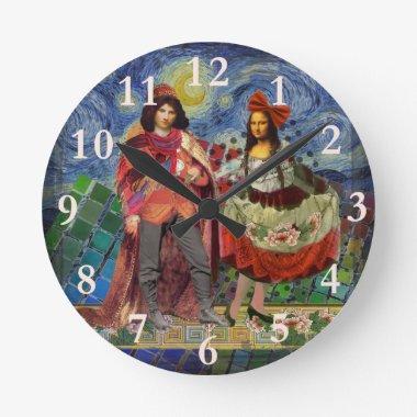 Mona Lisa Romantic Funny Colorful Artwork Round Clock