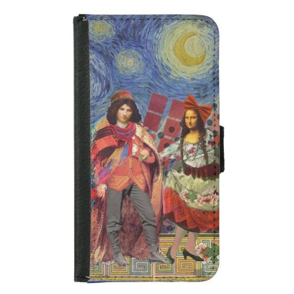 Mona Lisa Romantic Funny Colorful Artwork Samsung Galaxy S5 Wallet Case