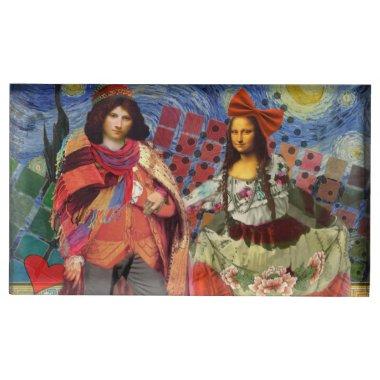 Mona Lisa Romantic Funny Colorful Artwork Table Card Holder