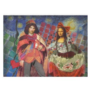 Mona Lisa Romantic Funny Colorful Artwork Tablecloth