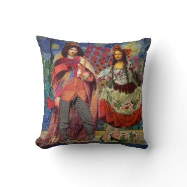 Mona Lisa Romantic Funny Colorful Artwork Throw Pillow