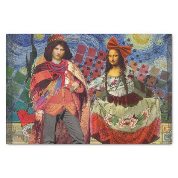 Mona Lisa Romantic Funny Colorful Artwork Tissue Paper
