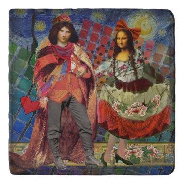 Mona Lisa Romantic Funny Colorful Artwork Trivet