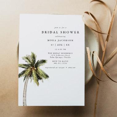 MONA Modern Tropical Palm Tree Beach Bridal Shower Invitations