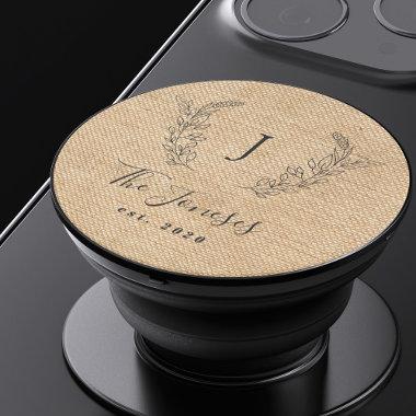 Monogram and name personalized rustic chic PopSocket