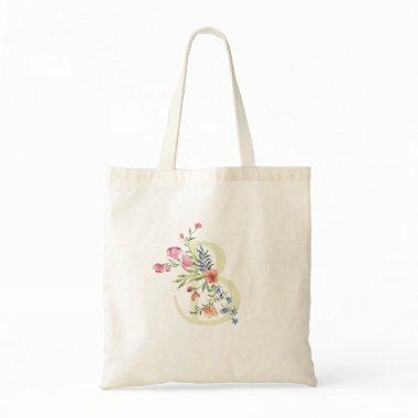 monogram B wedding floral spring  Tote Bag