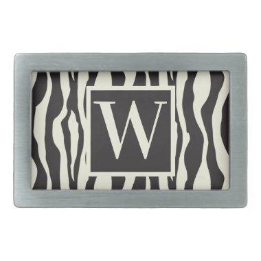 Monogram | Black and White Wild Exotic Zebra Print Belt Buckle