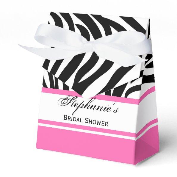 Monogram Black and White Zebra Print and Hot Pink Favor Boxes