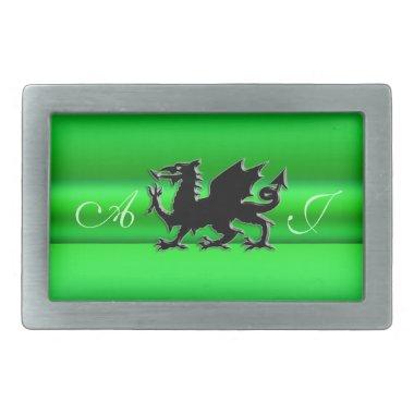 Monogram, Black Dragon on green metallic-effect Belt Buckle