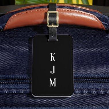 Monogram Black White Initials Name Gift Favor Luggage Tag