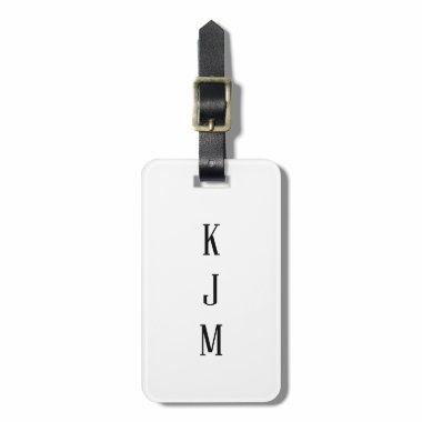Monogram Black White Name Initials Gift Favor Luggage Tag