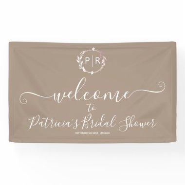 Monogram Bridal Shower Welcome Sign Banner