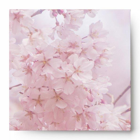 Monogram Bridesmaid Pale Pink Cherry Blossoms Envelope