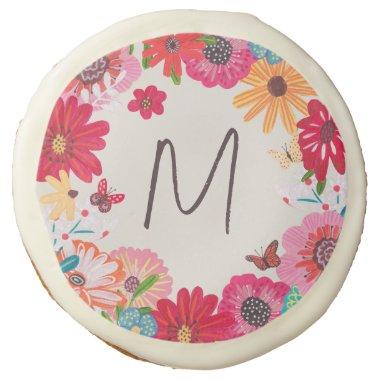 Monogram Bright Wildflower  Sugar Cookie