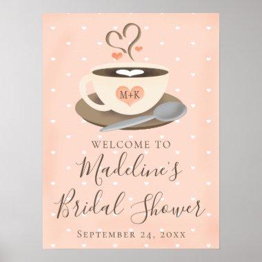 Monogram Coffee Cup Bridal Shower Welcome Sign