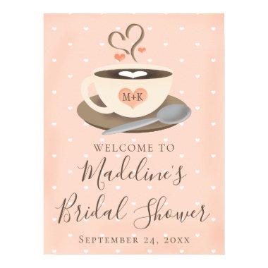 Monogram Coffee Cup Bridal Shower Welcome Sign