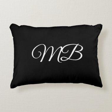 Monogram Couple Initial Black White Gift Favor Accent Pillow