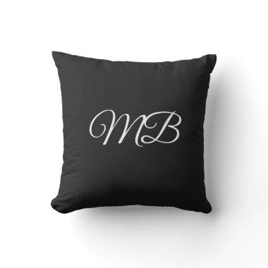 Monogram Couple Initial Black White Simple Gift Outdoor Pillow
