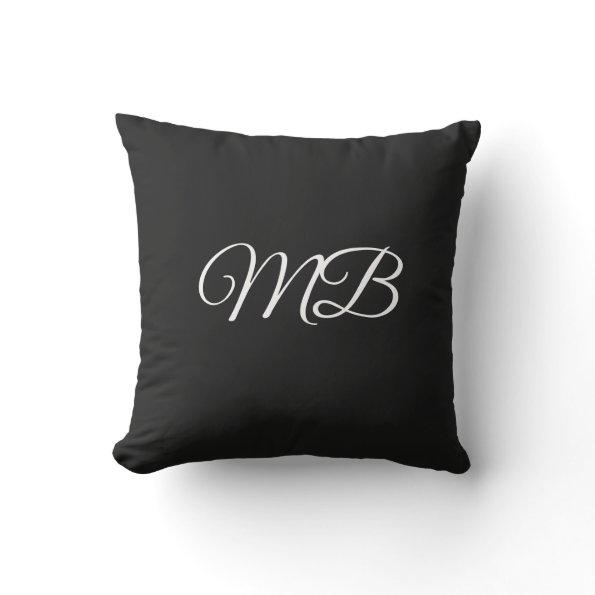 Monogram Couple Initial Black White Simple Gift Outdoor Pillow