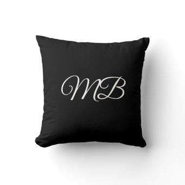 Monogram Couple Initial Black White Simple Gift Throw Pillow
