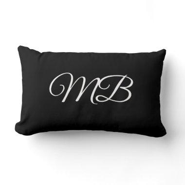 Monogram Couple Initial Black White Simple Trendy Lumbar Pillow