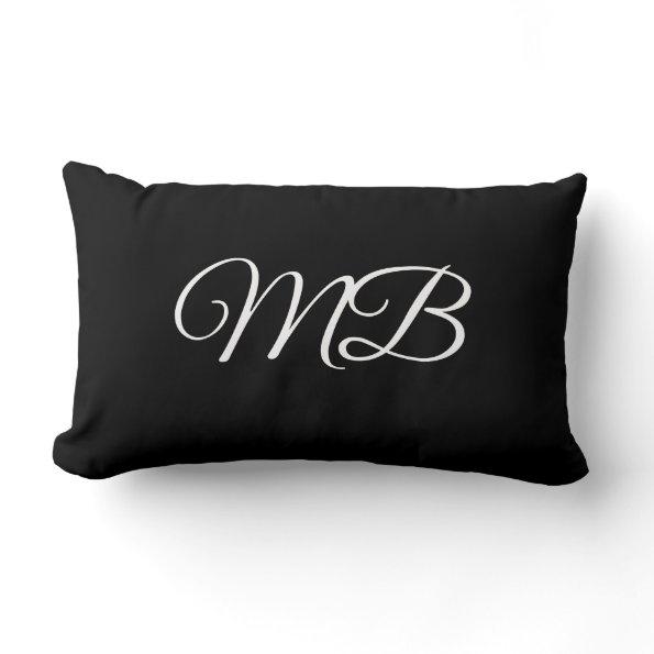 Monogram Couple Initial Black White Simple Trendy Lumbar Pillow