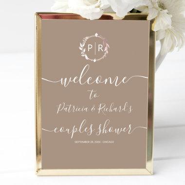 Monogram Couples Shower Welcome Sign Foam Board