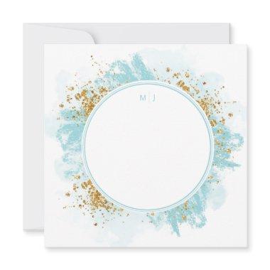 Monogram Couples Watercolor Glitter Personalized Note