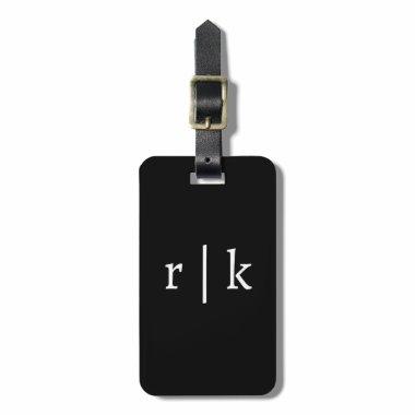 Monogram Custom Name Black White Gift Favor Luggage Tag