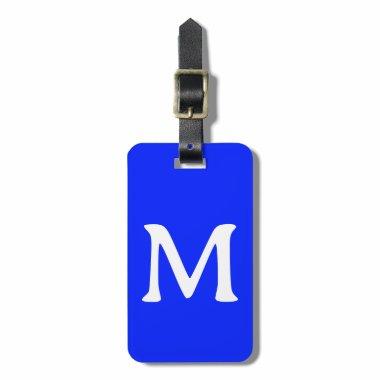 Monogram Custom Name Color Neon Blue White Cool Luggage Tag
