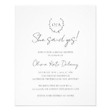 Monogram Elegant Budget Bridal Shower Invitations Flyer