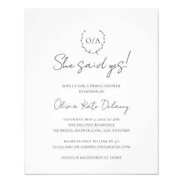 Monogram Elegant Budget Bridal Shower Invitations Flyer