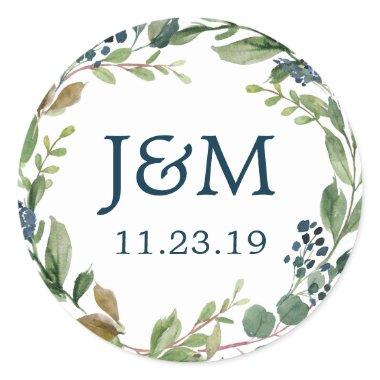 Monogram Envelope Seals Greenery Navy