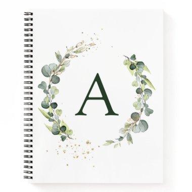 Monogram Eucalyptus Green White Botanical Notebook