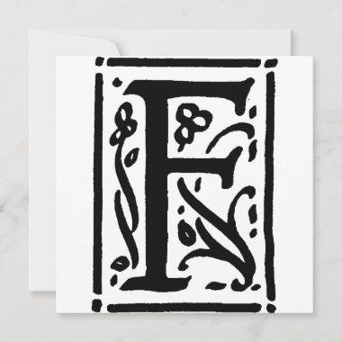 Monogram F Initial Black and White Floral Pattern