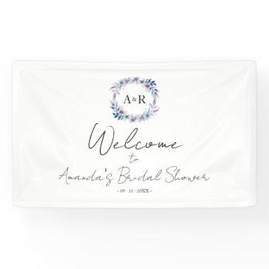 Monogram Floral Bridal Shower Welcome Sign Banner