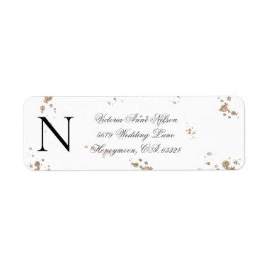 Monogram Gold Glitter Return Address Label