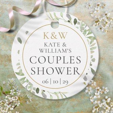 Monogram Greenery Couples Wedding Shower Favor Tags