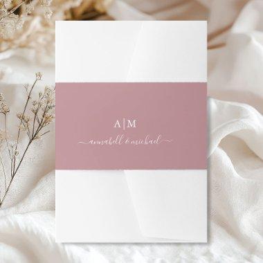 Monogram, Handwriting, Elegant Dark-Rose  Belly Band