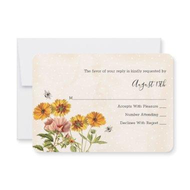 Monogram Honeybee Wedding Response Invitations RSVP