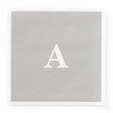 Monogram Initial Custom Name Grey Gray White Party Paper Dinner Napkins