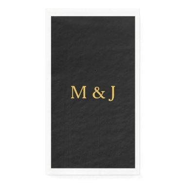 Monogram Initial Gold Black Custom Name Modern Paper Guest Towels
