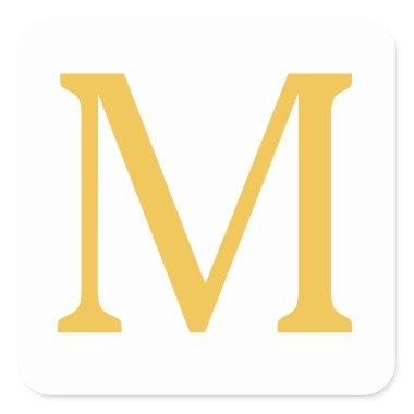 Monogram Initial Gold Golden Yellow Custom Name Square Sticker