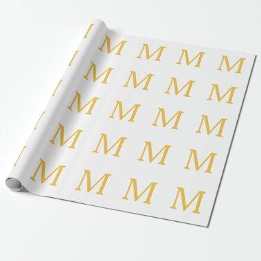 Monogram Initial Gold Golden Yellow Custom Name Wrapping Paper